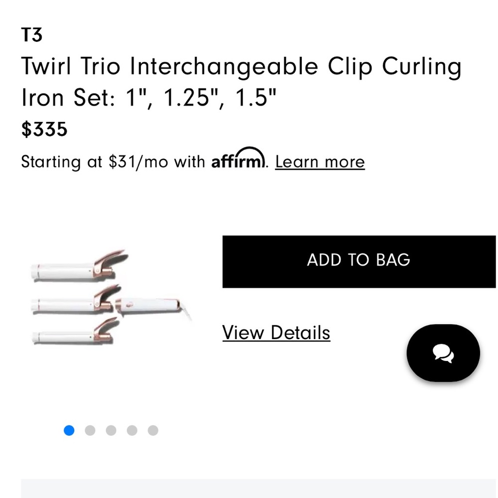 T3 Interchangeable Clip Curling Iron 1”, 1.25”, and Base